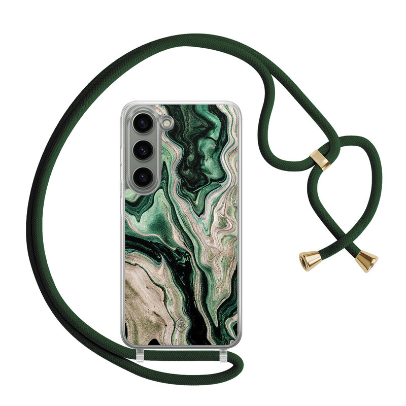 Casimoda Samsung Galaxy S23 hoesje met groen koord - Green waves