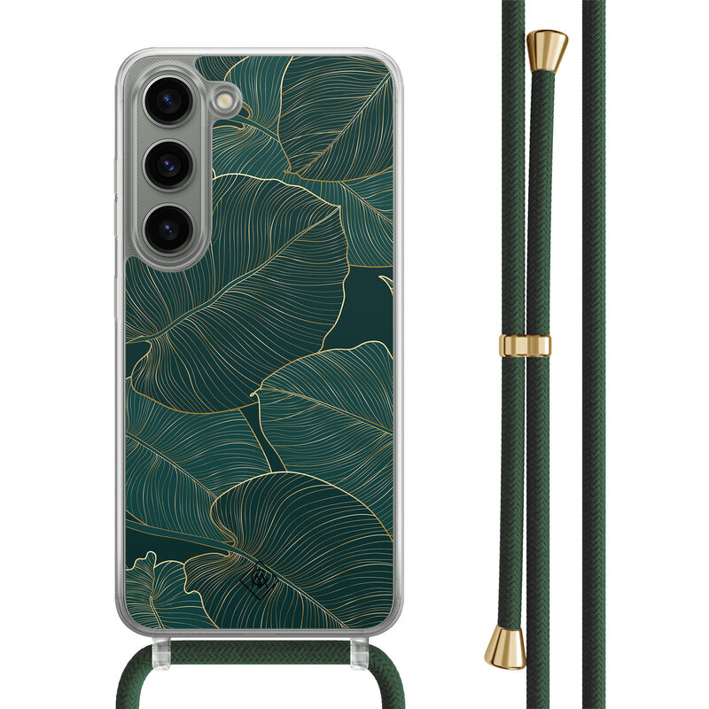 Casimoda Samsung Galaxy S23 hoesje met groen koord - Monstera leaves