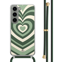 Casimoda Samsung Galaxy S23 hoesje met groen koord - Hart swirl groen