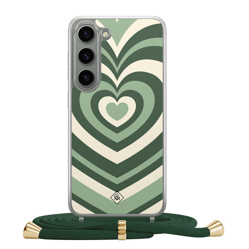 Casimoda Samsung Galaxy S23 hoesje met groen koord - Hart swirl groen