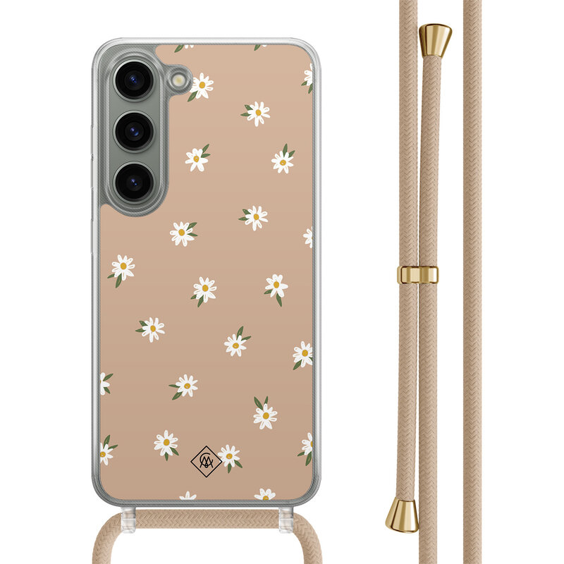 Casimoda Samsung Galaxy S23 hoesje met beige koord - Sweet daisies