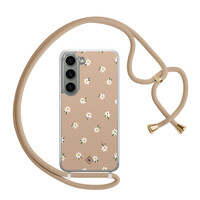 Casimoda Samsung Galaxy S23 hoesje met beige koord - Sweet daisies