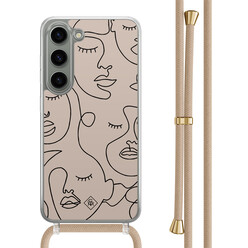 Casimoda Samsung Galaxy S23 hoesje met beige koord - Abstract faces