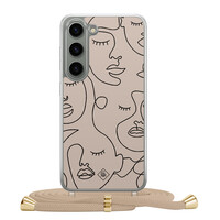 Casimoda Samsung Galaxy S23 hoesje met beige koord - Abstract faces