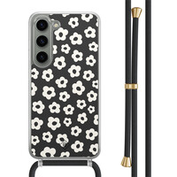 Casimoda Samsung Galaxy S23 hoesje met zwart koord - Retro bloempjes