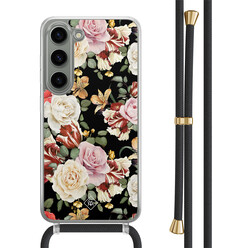 Casimoda Samsung Galaxy S23 hoesje met zwart koord - Flowerpower