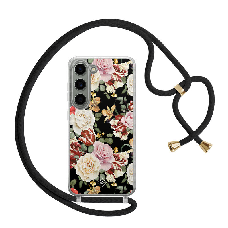 Casimoda Samsung Galaxy S23 hoesje met zwart koord - Flowerpower