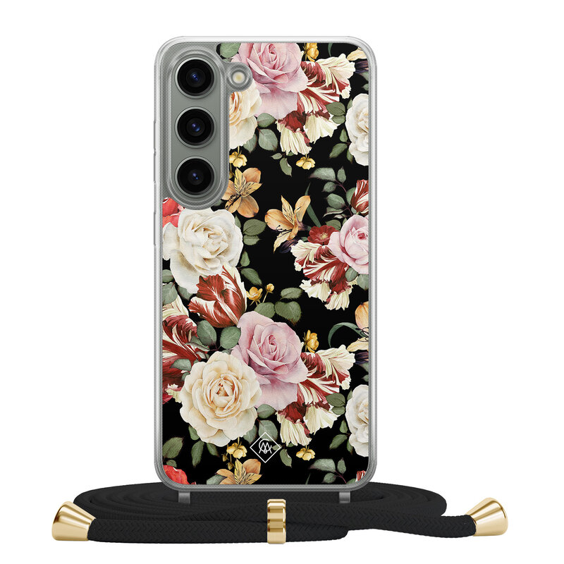 Casimoda Samsung Galaxy S23 hoesje met zwart koord - Flowerpower