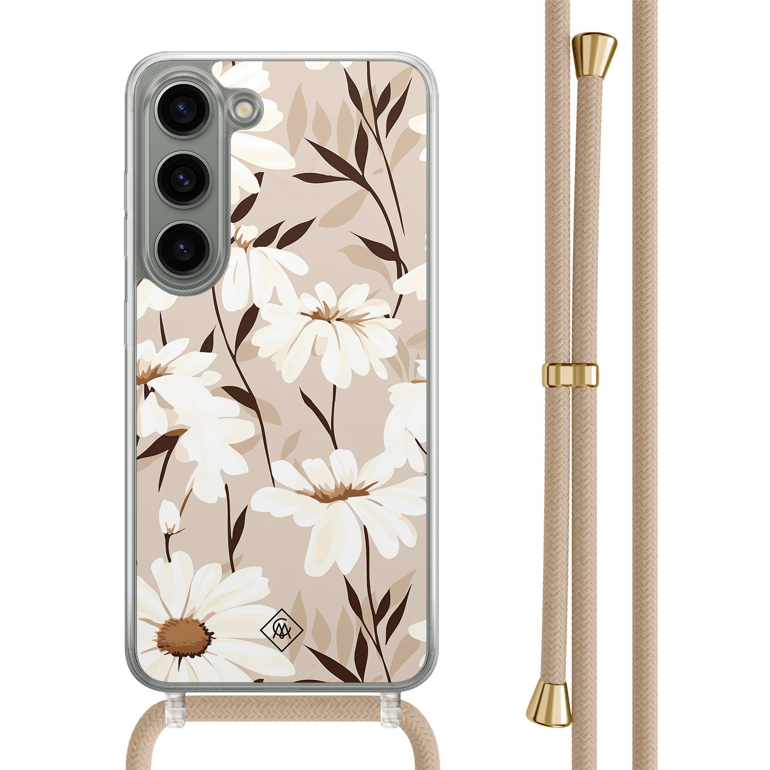Samsung Galaxy S23 hoesje met beige koord - In bloom