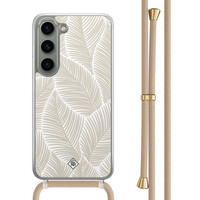 Casimoda Samsung Galaxy S23 hoesje met beige koord - Palm leaves beige