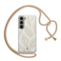 Casimoda Samsung Galaxy S23 hoesje met beige koord - Palm leaves beige