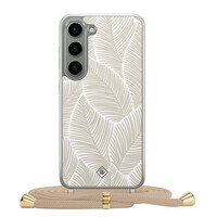 Casimoda Samsung Galaxy S23 hoesje met beige koord - Palm leaves beige