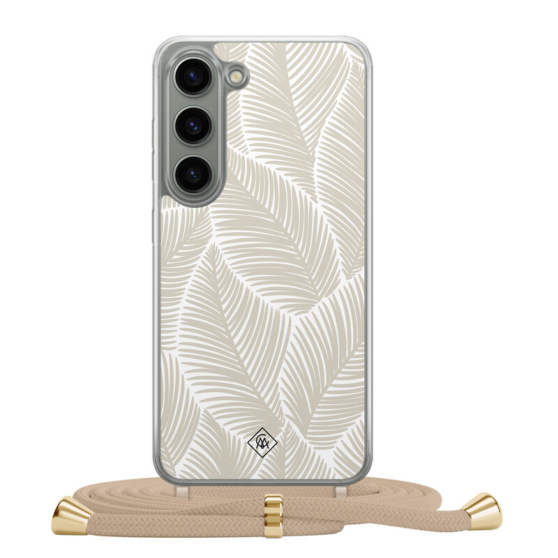 Casimoda Samsung Galaxy S23 hoesje met beige koord - Palm leaves beige