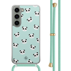 Casimoda Samsung Galaxy S23 hoesje met mint koord - Panda print