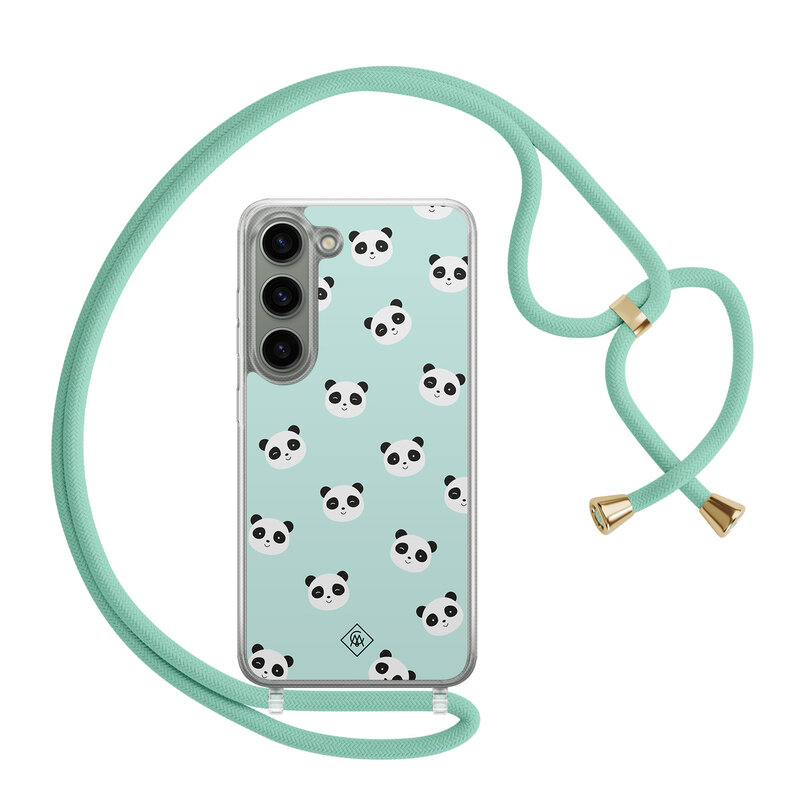 Casimoda Samsung Galaxy S23 hoesje met mint koord - Panda print