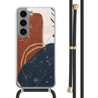 Casimoda Samsung Galaxy S23 hoesje met zwart koord - Abstract terracotta