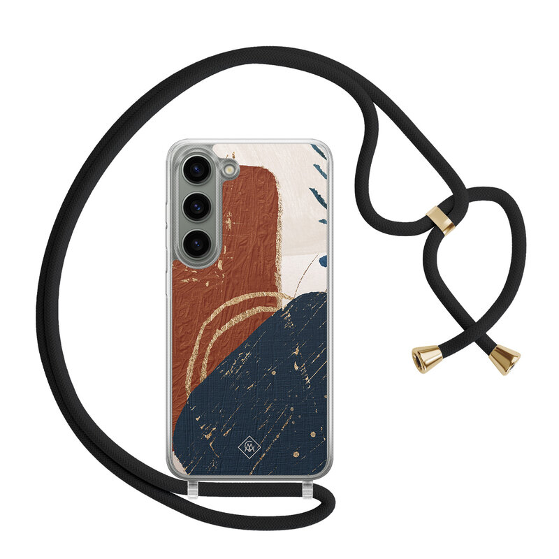 Casimoda Samsung Galaxy S23 hoesje met zwart koord - Abstract terracotta