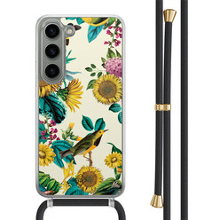 Casimoda Samsung Galaxy S23 hoesje met zwart koord - Sunflowers