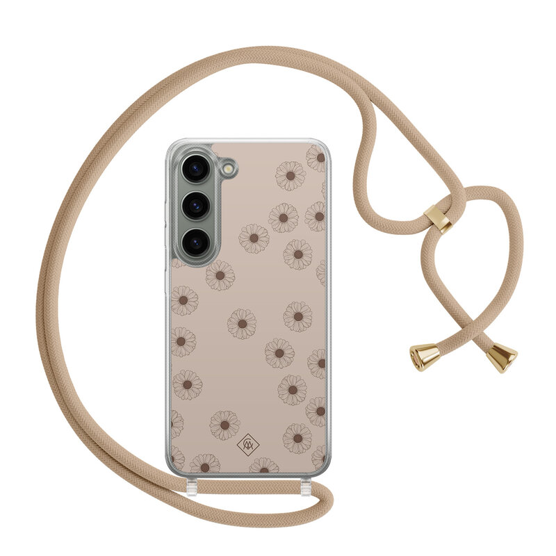 Casimoda Samsung Galaxy S23 hoesje met beige koord - Cute flowers