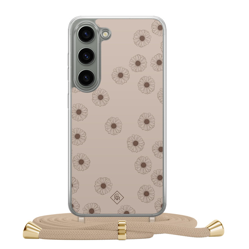 Casimoda Samsung Galaxy S23 hoesje met beige koord - Cute flowers