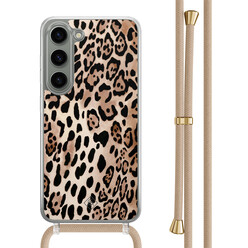 Casimoda Samsung Galaxy S23 hoesje met beige koord - Golden wildcat