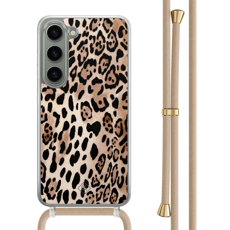 Casimoda Samsung Galaxy S23 hoesje met beige koord - Golden wildcat