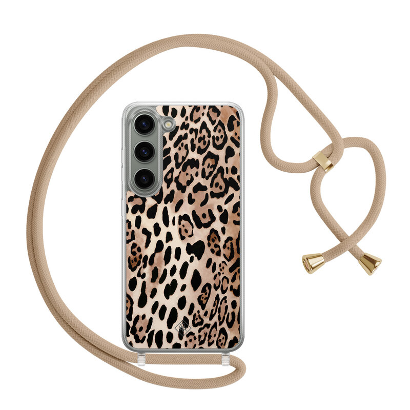 Casimoda Samsung Galaxy S23 hoesje met beige koord - Golden wildcat