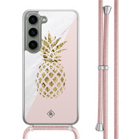 Casimoda Samsung Galaxy S23 hoesje met rosegoud koord - Ananas