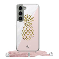 Casimoda Samsung Galaxy S23 hoesje met rosegoud koord - Ananas