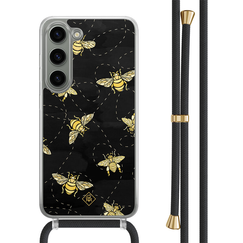 Casimoda Samsung Galaxy S23 hoesje met zwart koord - Bee happy