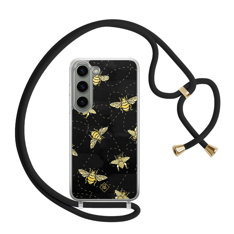 Casimoda Samsung Galaxy S23 hoesje met zwart koord - Bee happy