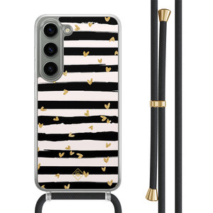 Casimoda Samsung Galaxy S23 hoesje met zwart koord - Hart streepjes