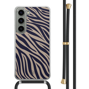 Casimoda Samsung Galaxy S23 hoesje met zwart koord - Chevron navy