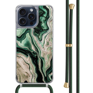 Casimoda iPhone 15 Pro Max hoesje met groen koord - Green waves