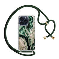 Casimoda iPhone 15 Pro Max hoesje met groen koord - Green waves
