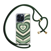 Casimoda iPhone 15 Pro Max hoesje met groen koord - Hart swirl groen