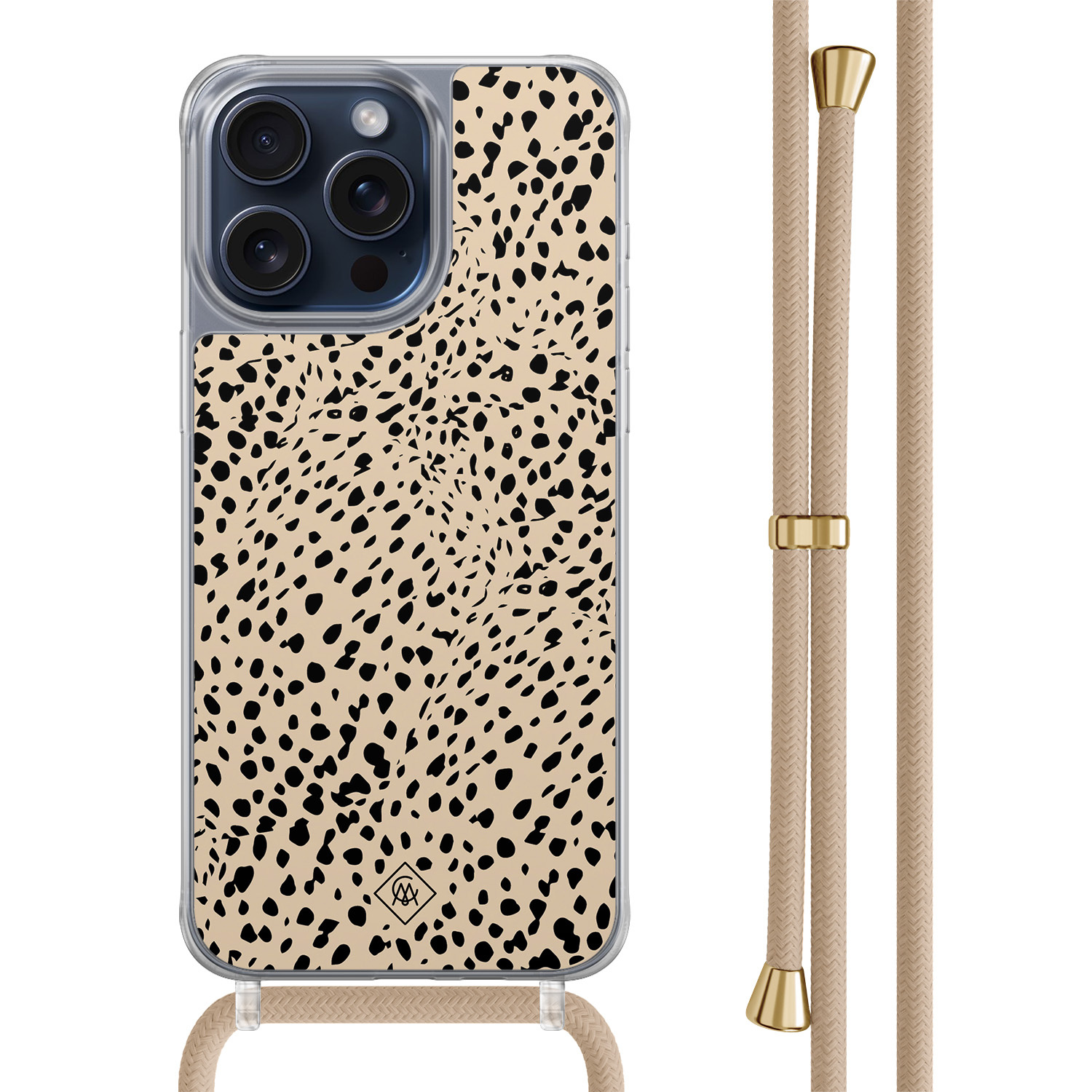 iPhone 15 Pro Max hoesje met beige koord - Spot on