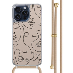 Casimoda iPhone 15 Pro Max hoesje met beige koord - Abstract faces