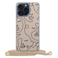 Casimoda iPhone 15 Pro Max hoesje met beige koord - Abstract faces