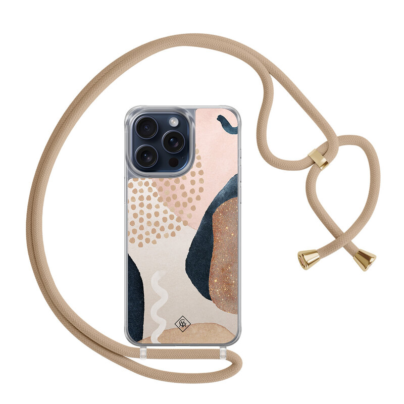 Casimoda iPhone 15 Pro Max hoesje met beige koord - Abstract dots