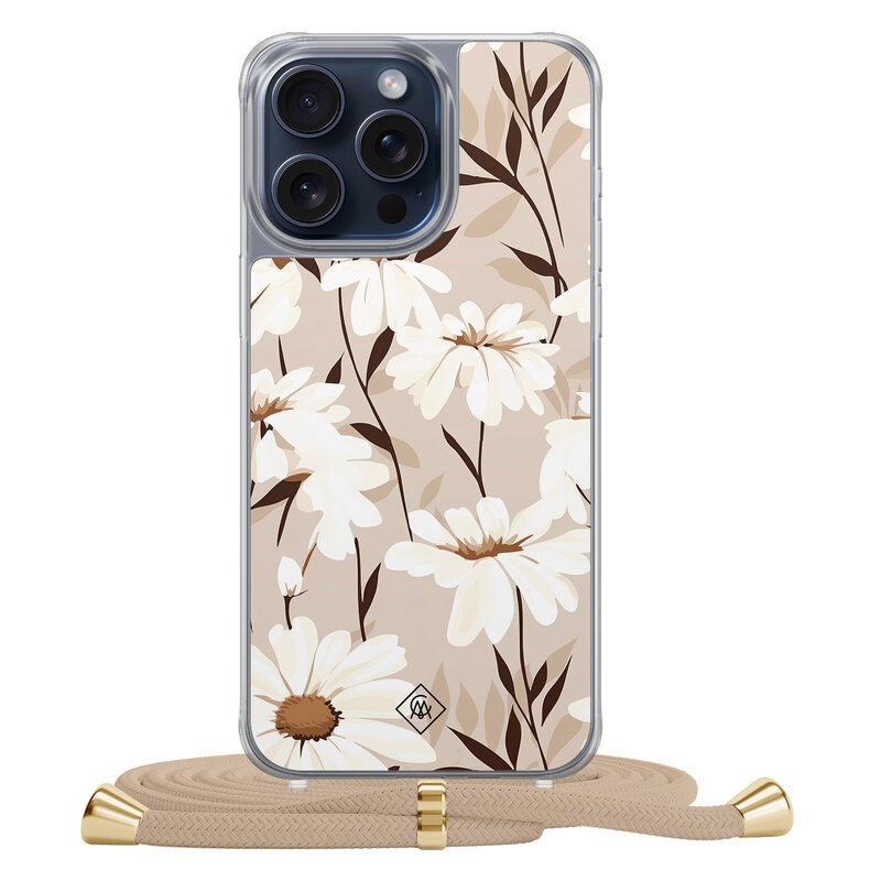 Casimoda iPhone 15 Pro Max hoesje met beige koord - In bloom