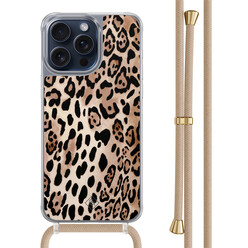 Casimoda iPhone 15 Pro Max hoesje met beige koord - Golden wildcat