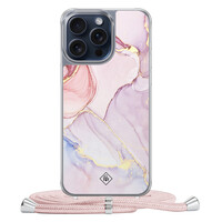 Casimoda iPhone 15 Pro Max hoesje met rosegoud koord - Purple sky