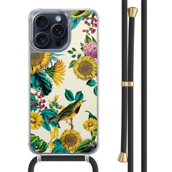 Casimoda iPhone 15 Pro Max hoesje met zwart koord - Sunflowers