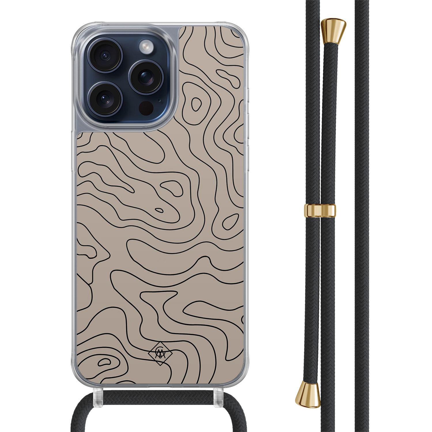 iPhone 15 Pro Max hoesje met zwart koord - Abstract lines