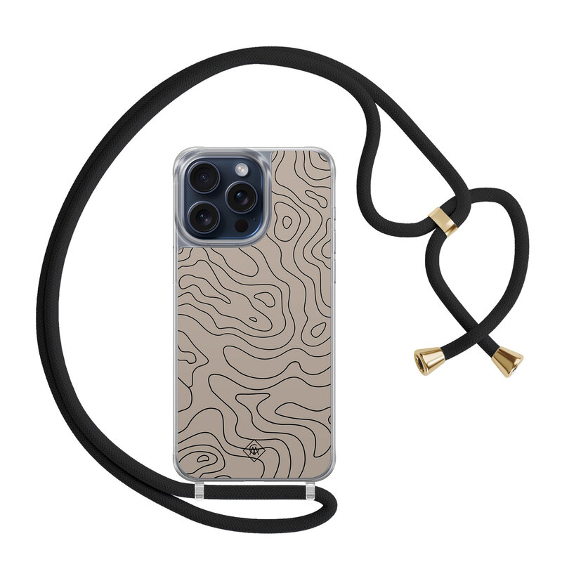 Casimoda iPhone 15 Pro Max hoesje met zwart koord - Abstract lines
