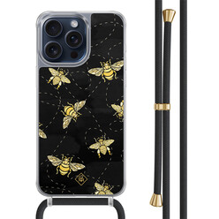 Casimoda iPhone 15 Pro Max hoesje met zwart koord - Bee happy