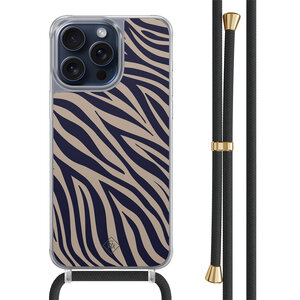 Casimoda iPhone 15 Pro Max hoesje met zwart koord - Chevron navy