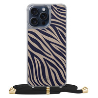 Casimoda iPhone 15 Pro Max hoesje met zwart koord - Chevron navy