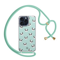 Casimoda iPhone 15 Pro Max hoesje met mint koord - Panda print